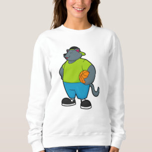 Katze als Basketballspieler mit Basketball Sweatshirt