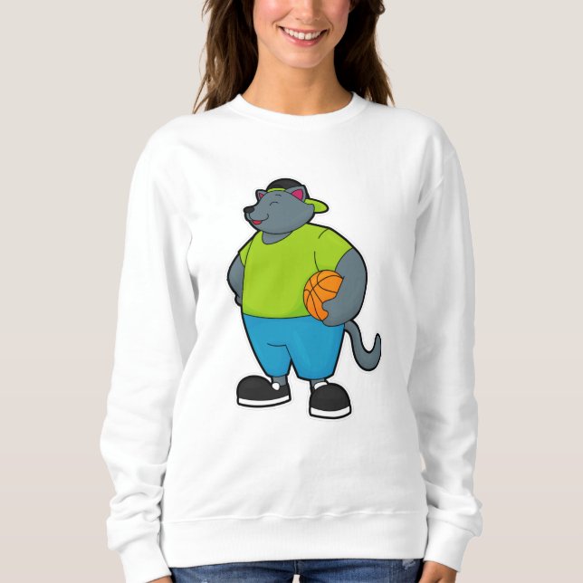 Katze als Basketballspieler mit Basketball Sweatshirt (Vorderseite)