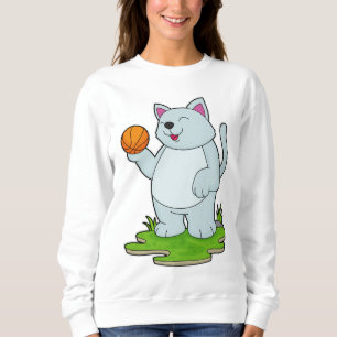 Katze als Basketballspieler mit Basketball Sweatshirt