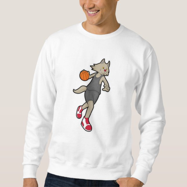 Katze als Basketballspieler mit Basketball Sweatshirt (Vorderseite)
