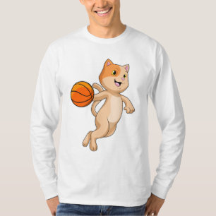 Katze als Basketballspieler mit Basketball T-Shirt