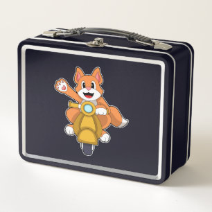 Katze als Biker mit Roller.PNG Metall Brotdose