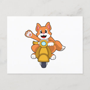 Katze als Biker mit Roller.PNG Postkarte