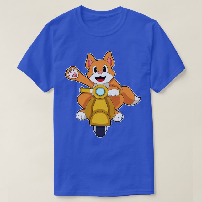 Katze als Biker mit Scooter 1 T-Shirt (Design vorne)
