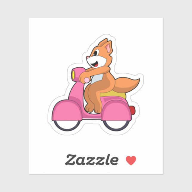 Katze als Biker mit Scooter.PNG Aufkleber (Blatt)