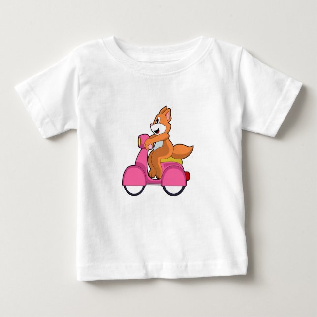 Katze als Biker mit Scooter.PNG Baby T-shirt (Vorderseite)