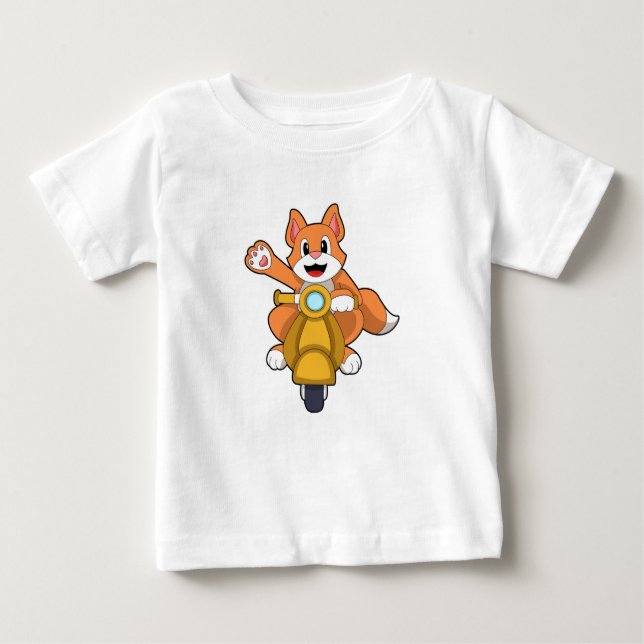 Katze als Biker mit Scooter.PNG Baby T-shirt (Vorderseite)