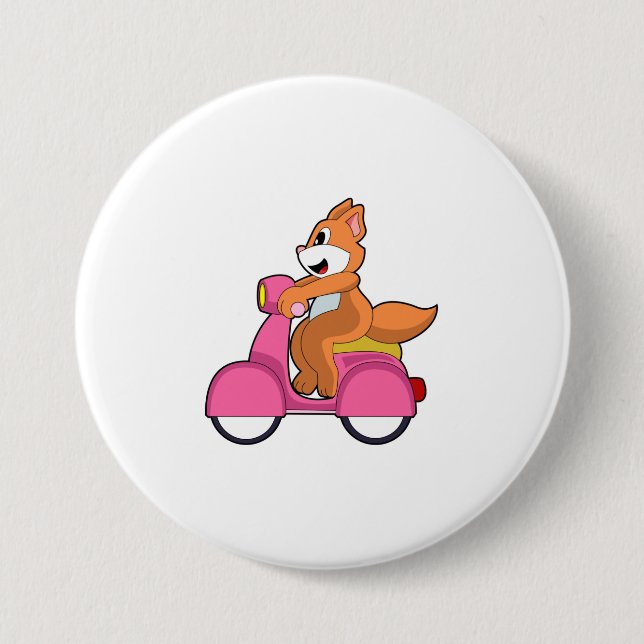 Katze als Biker mit Scooter.PNG Button (Vorderseite)
