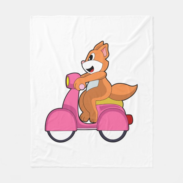Katze als Biker mit Scooter.PNG Fleecedecke (Vorderseite)