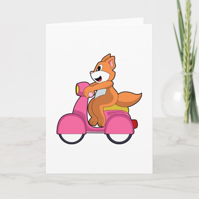 Katze als Biker mit Scooter.PNG Karte (Vorderseite)