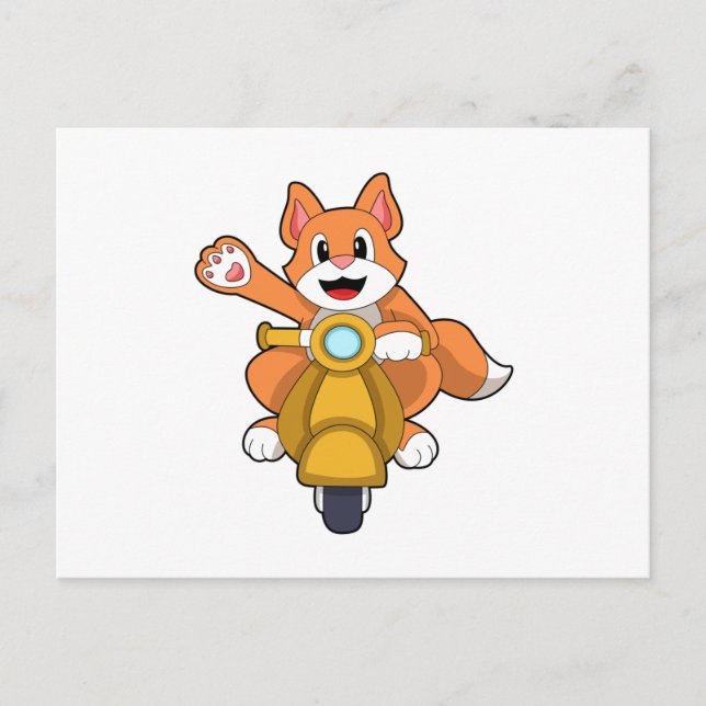Katze als Biker mit Scooter.PNG Postkarte (Vorderseite)