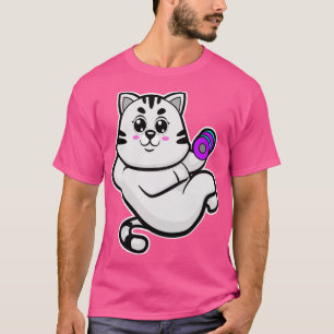 Katze als Bodybuilder mit Dumbell T-Shirt