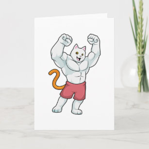 Katze als Bodybuilder mit großen Muskeln Karte