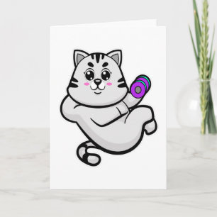 Katze als Bodybuilder mit Hantel Karte