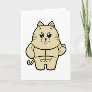 Katze als Bodybuilder mit Sixpack Karte