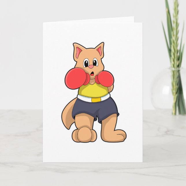 Katze als Boxer beim Boxen Karte (Vorderseite)