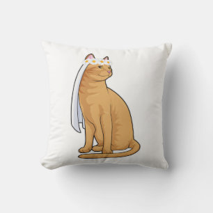 Katze als Braut mit Schleier Kissen