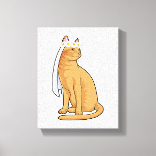 Katze als Braut mit Schleier Leinwanddruck