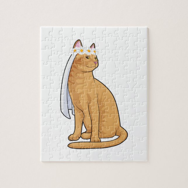 Katze als Braut mit Schleier Puzzle (Vertikal)