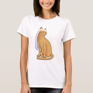 Katze als Braut mit Schleier T-Shirt
