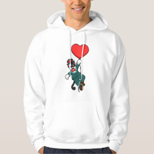 Katze als Bräutigam mit Herzballon Hoodie