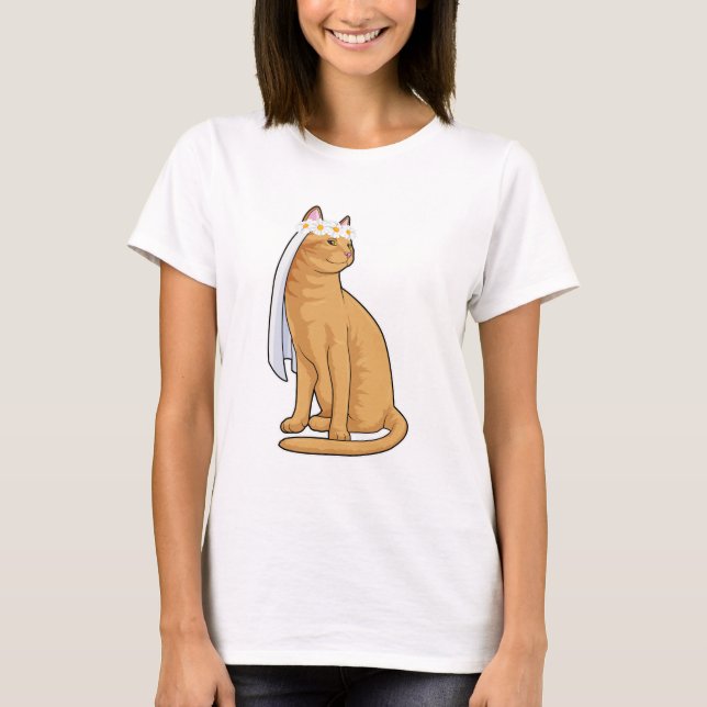 Katze als Brücke mit Schleier T-Shirt (Vorderseite)