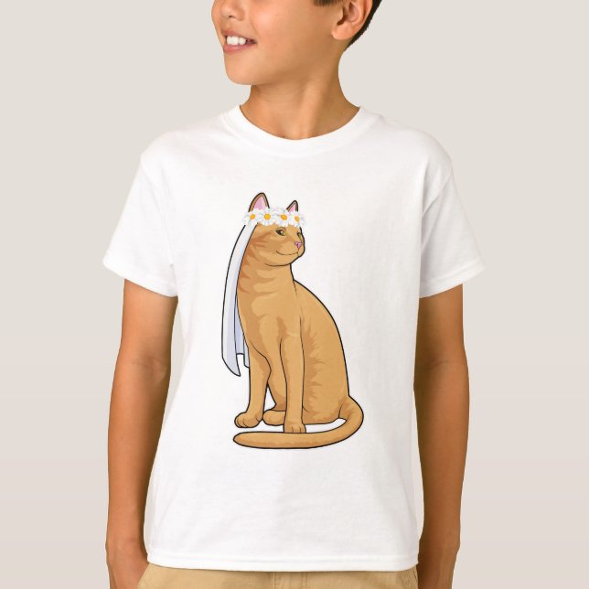 Katze als Brücke mit Schleier T-Shirt (Vorderseite)
