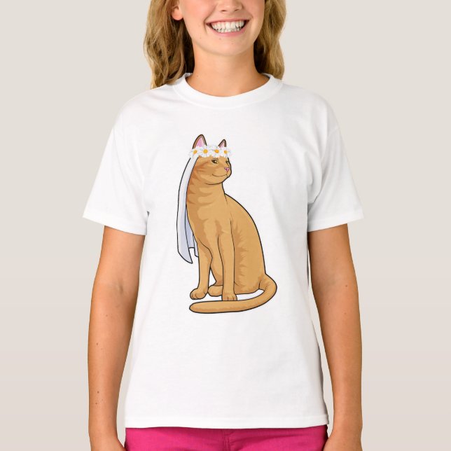 Katze als Brücke mit Schleier T-Shirt (Vorderseite)