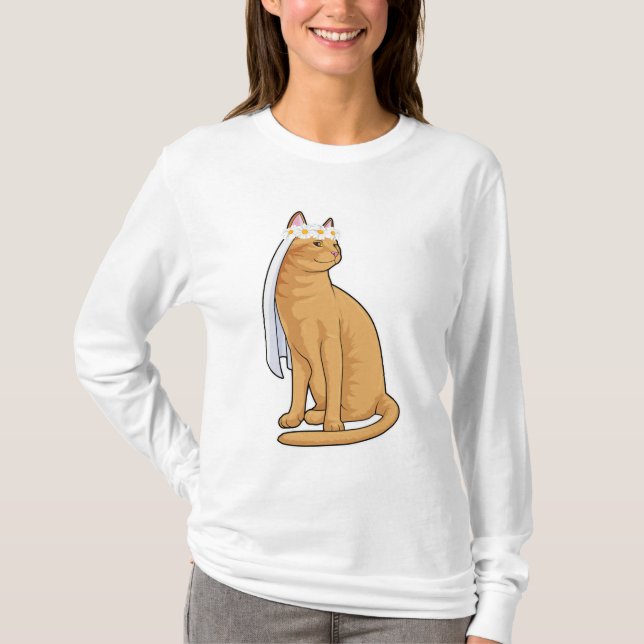 Katze als Brücke mit Schleier T-Shirt (Vorderseite)