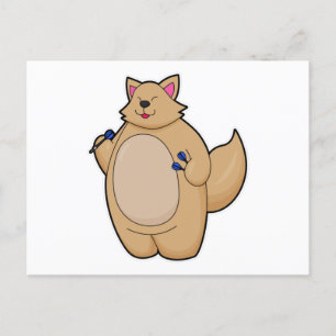 Katze als Dart-Spieler mit Darts Postkarte