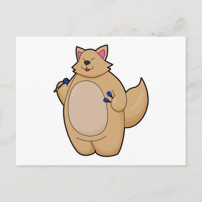 Katze als Dart-Spieler mit Darts Postkarte (Vorderseite)