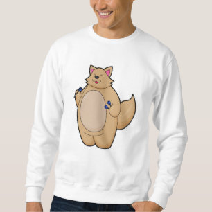Katze als Dart-Spieler mit Darts Sweatshirt