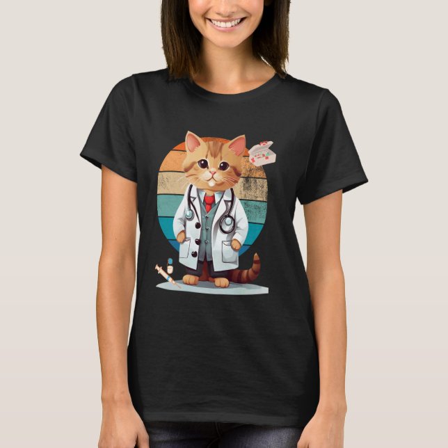 Katze als Doktor T-Shirt (Vorderseite)