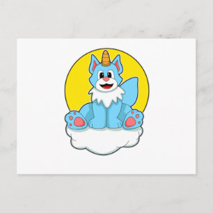 Katze als Einhorn auf Wolken & Sonne Postkarte