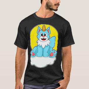 Katze als Einhorn auf Wolkensonne T-Shirt