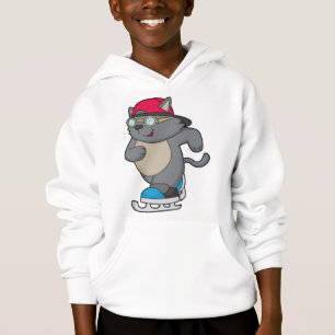Katze als Eis-Skater mit Eis-Skaten Hoodie