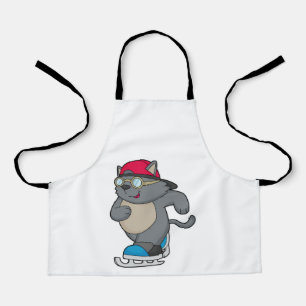 Katze als Eis-Skater mit Eis-Skaten Schürze