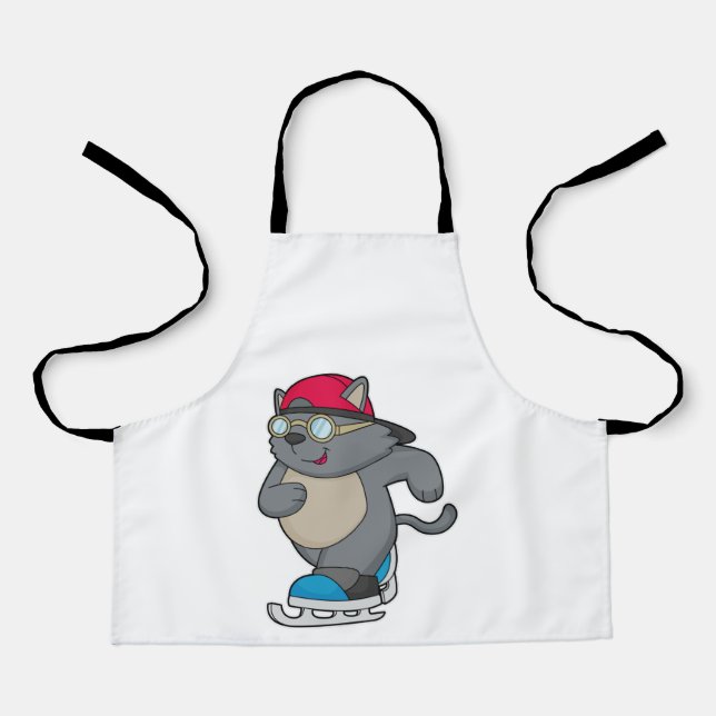 Katze als Eis-Skater mit Eis-Skaten Schürze (Vorderseite)