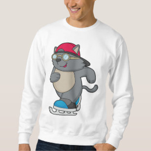 Katze als Eis-Skater mit Eis-Skaten Sweatshirt