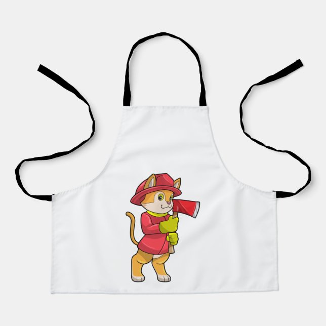 Katze als Feuerwehrmann mit Ax Schürze (Vorderseite)