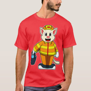 Katze als Feuerwehrmann mit Eimer Wasser T-Shirt