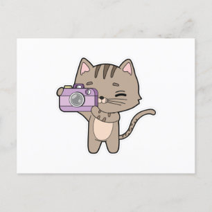 Katze als Fotograf mit Kamera Postkarte