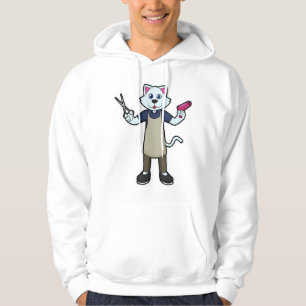 Katze als Friseur mit Schere & Haartrockner Hoodie
