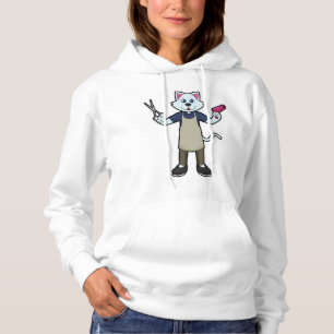 Katze als Friseur mit Schere & Haartrockner Hoodie