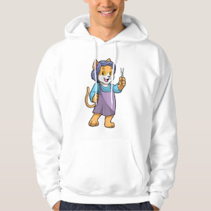 Katze als Friseur mit Schere Hoodie