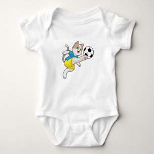 Katze als Fußballspieler mit Fußball Baby Strampler
