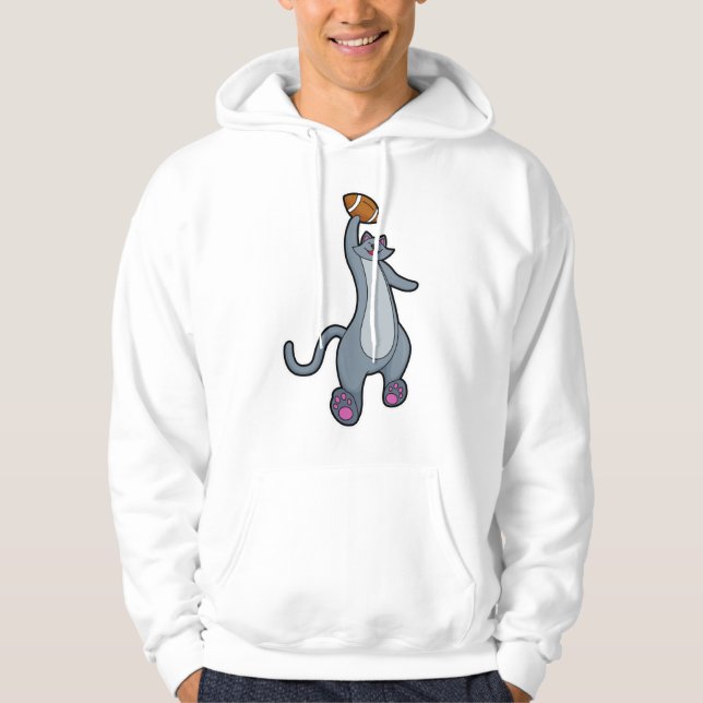 Katze als Fußballspieler mit Fußball Hoodie (Vorderseite)