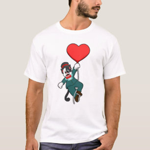 Katze als Groom mit Herzballon T-Shirt