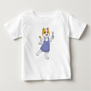 Katze als Haarstylistin mit Schere Baby T-shirt
