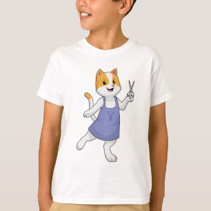Katze als Haarstylistin mit Schere T-Shirt